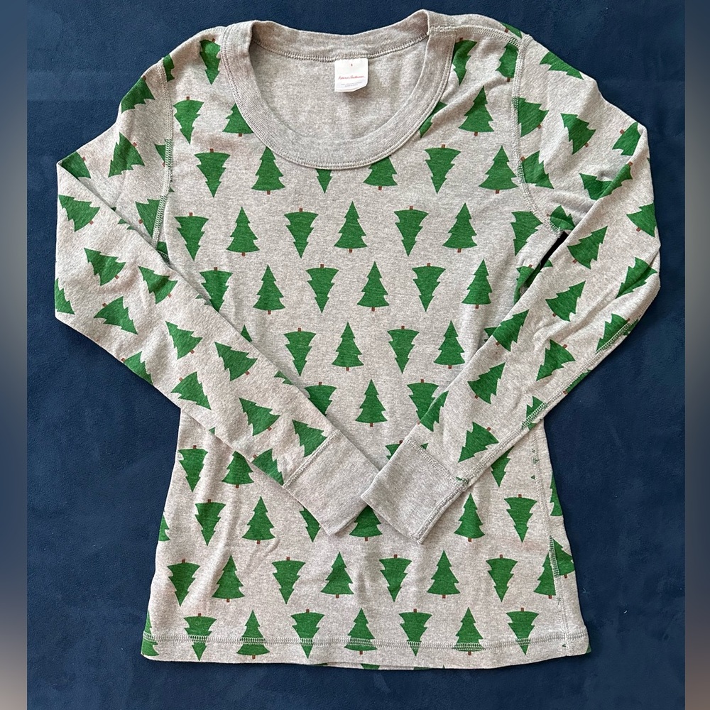 Hanna Andersson Women’s Holiday Christmas Tree Tannenbaum Long John Top Small